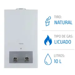 TEKA - Calefón Gas Licuado 10 Litros Tiro Natural Ionizado