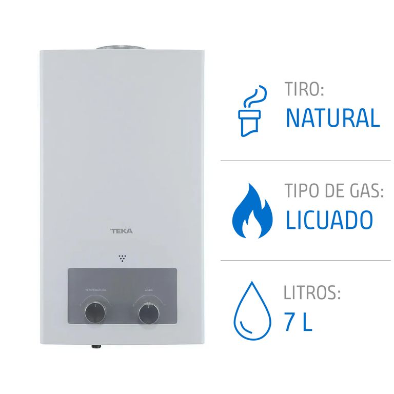 Calefont 7 Litros Gas Licuado Tiro Natural Ionizado