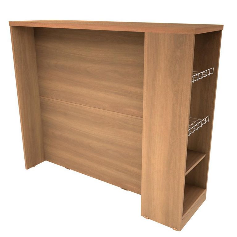 Mueble isla de cocina ámbar con frutera canela