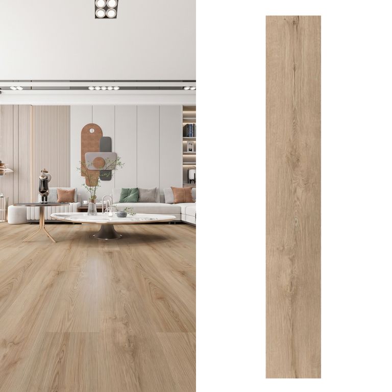 Piso Vinilico 6 mm 22.8x152.4 cm Ulmo Arena Café 2.43 m2