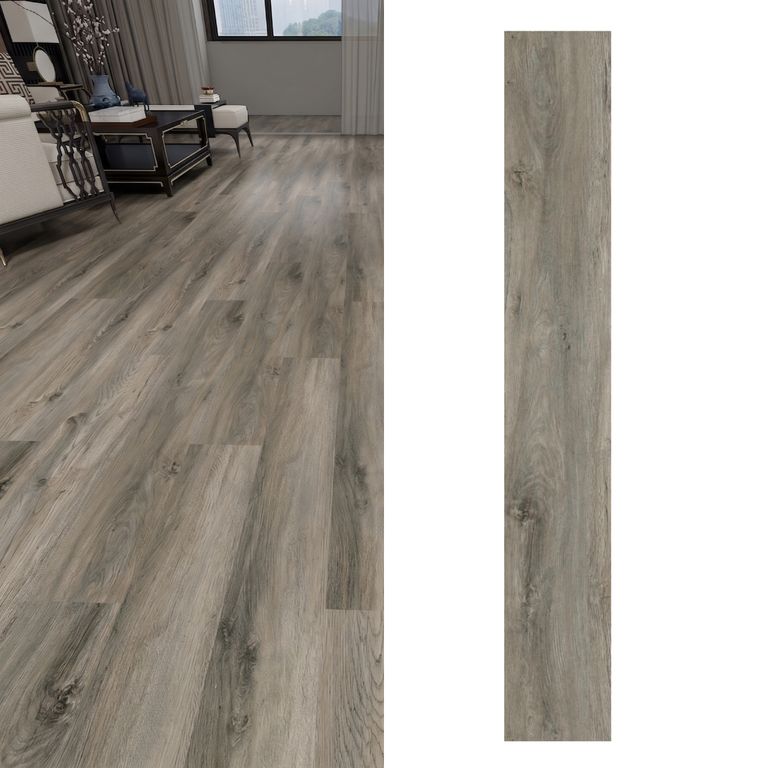 Piso Vinilico 6 mm 22.8x152.4 cm Hualle Ceniza Café 1.44 m2