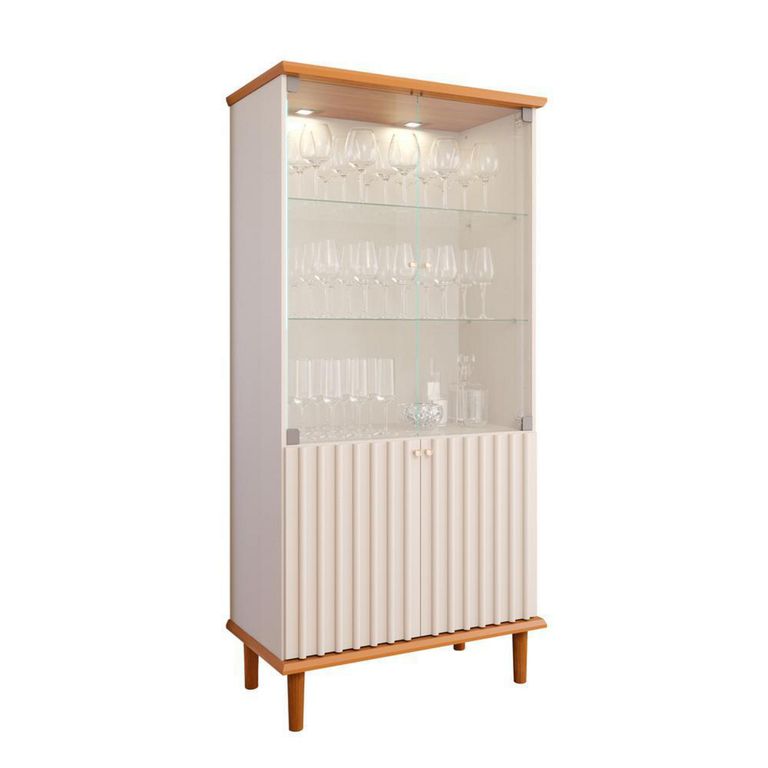 Vitrina 2 Puertas Vidrio 85x175x45,3 cm Luiza Ow/Cinamo