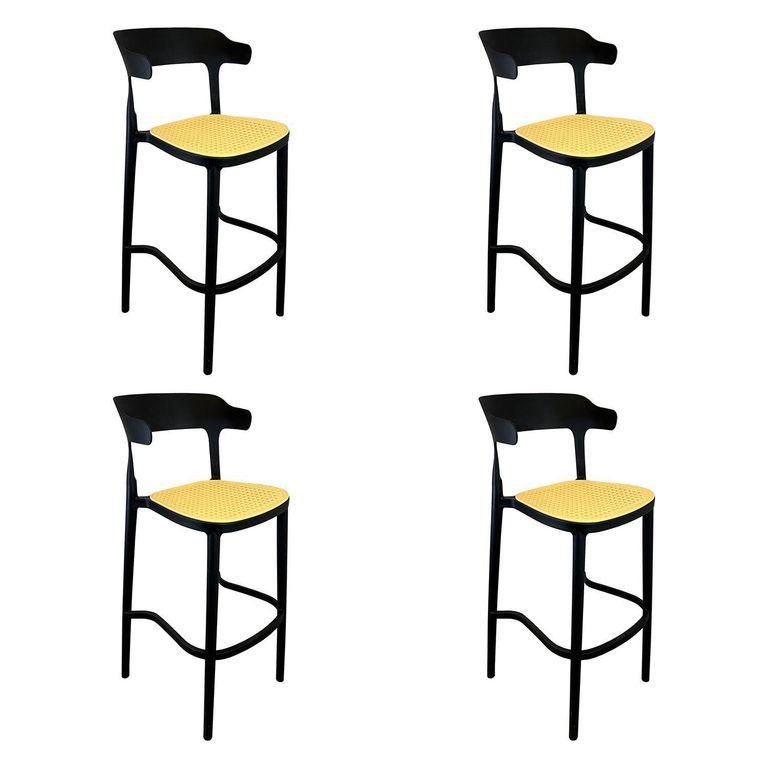 Pack 4 Taburetes Bar Bistro Negro 106x48x45 cm