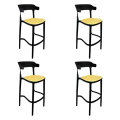 GENERICO - Pack 4 Taburetes Bar Bistro Negro 106x48x45 cm