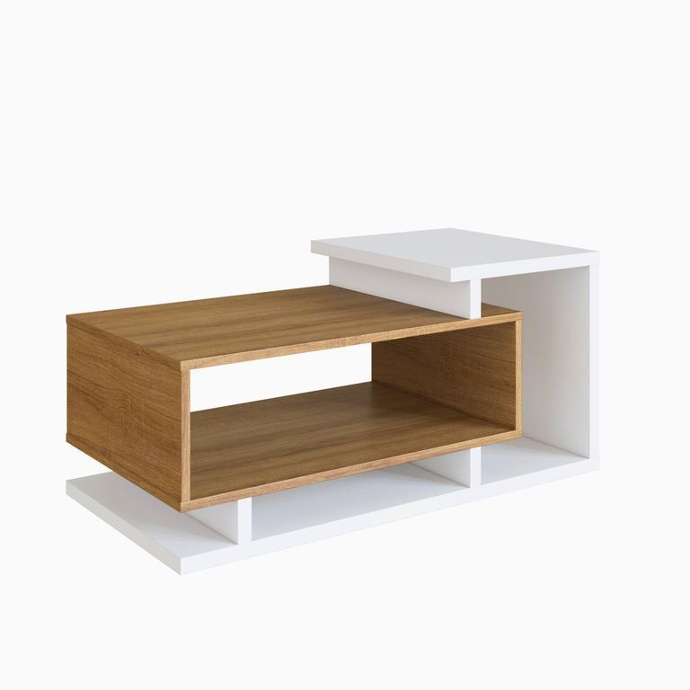 Mesa de Centro Bicolor Blanco/Miel 70x40x42 cm