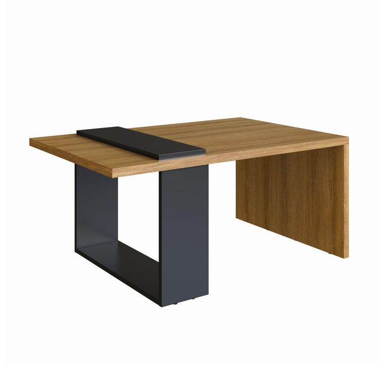 Mesa de Centro Boho Miel/Negro 90x59x41 cm
