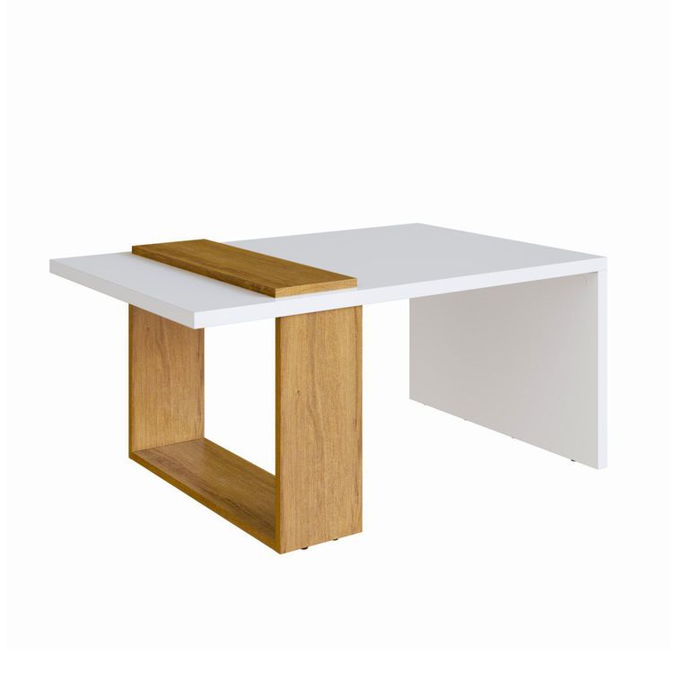 Mesa de Centro Boho Blanco/Miel 90x59x41 cm