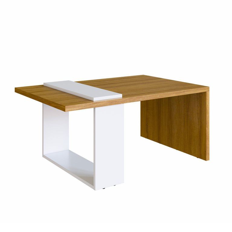Mesa de Centro Boho Miel/Blanco 90x59x41 cm