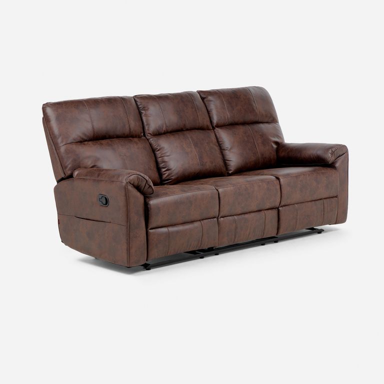 Sofá Reclinable Manual 3 cuerpos Tolosa 146x102x95 cm Marrón