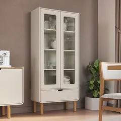 DECOCASA - Vitrina 2 Puertas Vidrio Aura Off White