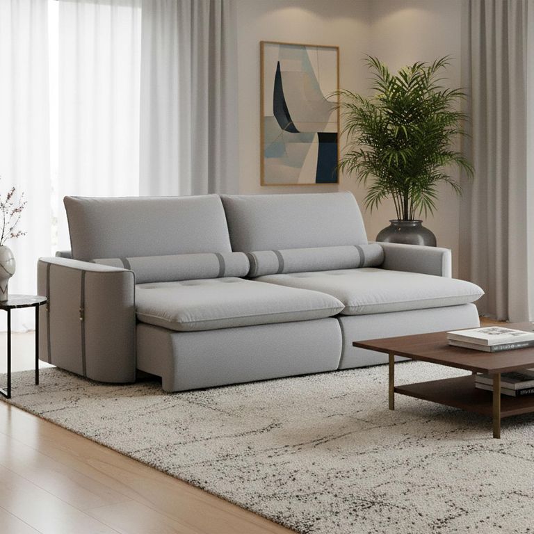 Sofá Reclinable 3 cuerpos Colina 118x102x220 cm Gris