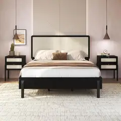 DECOCASA - Cama 2 plazas de Estructura Oslo Negro
