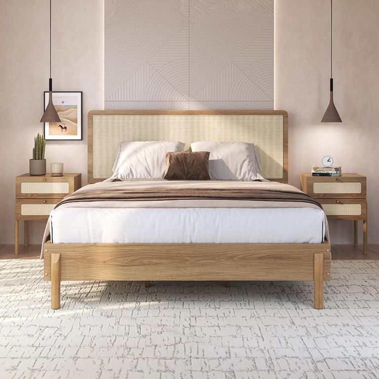 DECOCASA Cama Oslo 2 plazas Beige