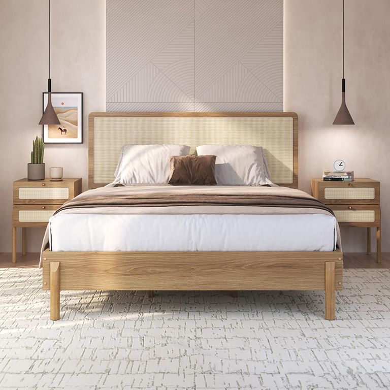 DECOCASA Cama + Veladores King de Estructura Oslo Beige