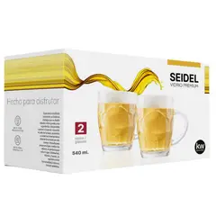 KW - Set 2 Mug Cerveza Vidrio 540 ml Transparente