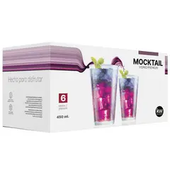 KW - Set 6 Vasos Altos de Vidrio 450 ml Transparente