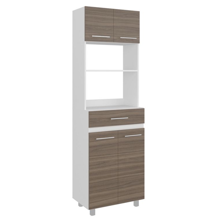 Mueble Microondas Alto 1 Puerta 1 Cajon Luna Avellana/Blanco