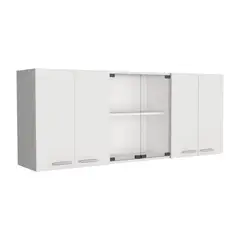 TUHOME - Mueble Superior Cocina 4 Puertas 2 Vidrio 60X150X31,5 Cm Blanco