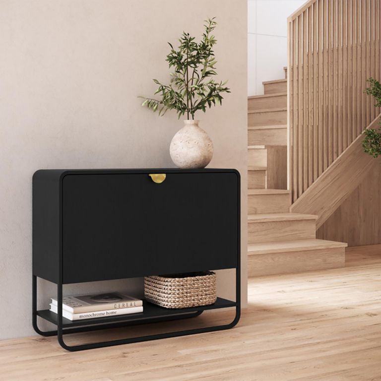 Zapatera MDF 1 Nivel(es) 93x75x30 cm Negro