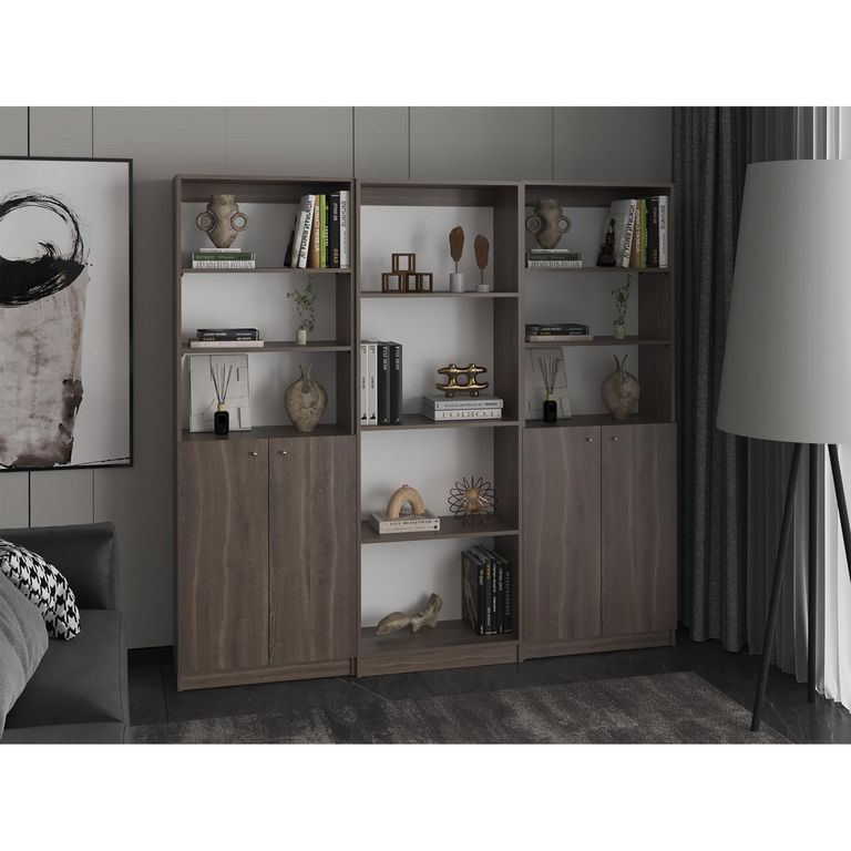 Set 3 Estantes MDP 8 Nivel(es) 188.4x180.6x29.9 cm Milan