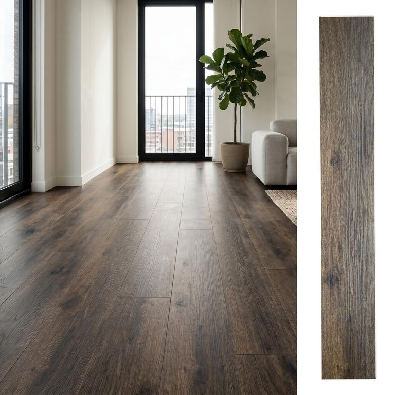 Piso Vinilico 18x122 cm Wood Marrón oscuro 2.23 m2