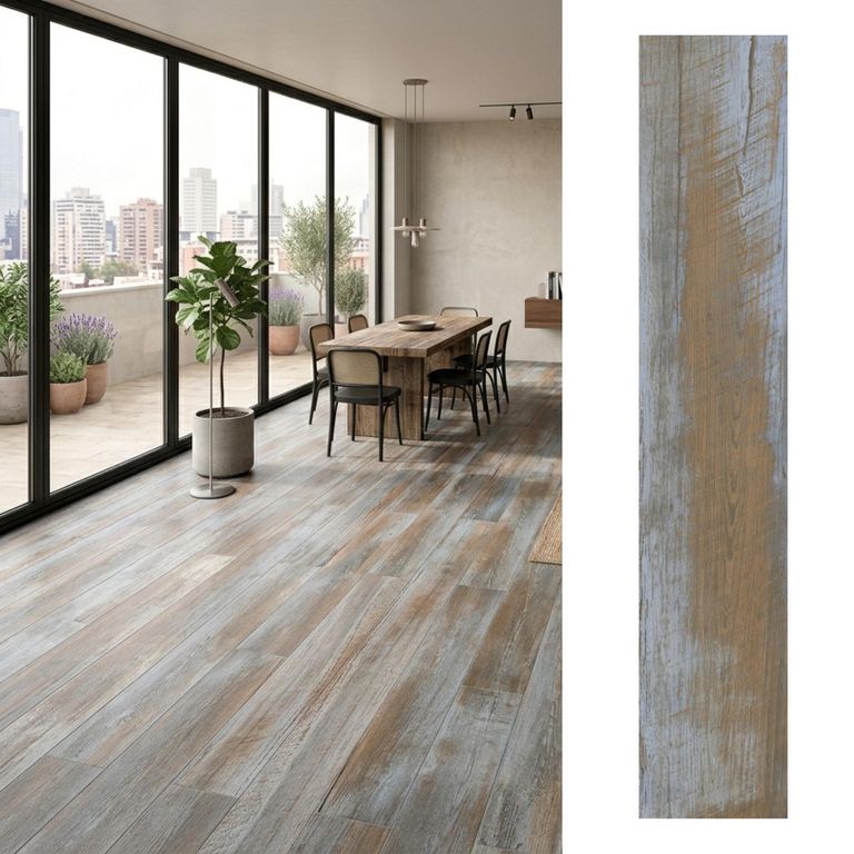 Porcelanato 20x120 cm Denver Azul/Marrón 1.2 m2