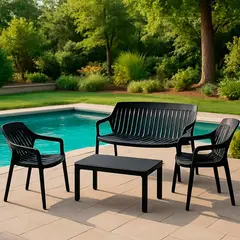 IDETEX - Juego de Living de Terraza Malaga 4 Personas Negro