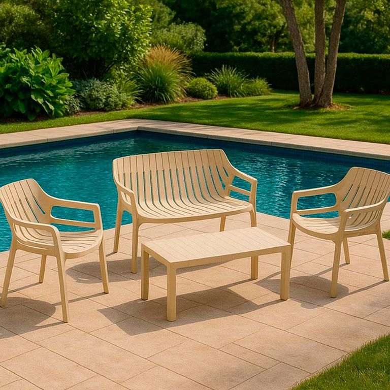 Juego de Living de Terraza Malaga 4 Personas Beige
