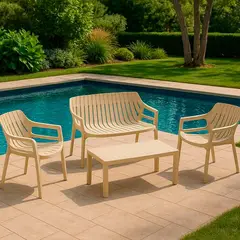 IDETEX - Juego de Living de Terraza Malaga 4 Personas Beige