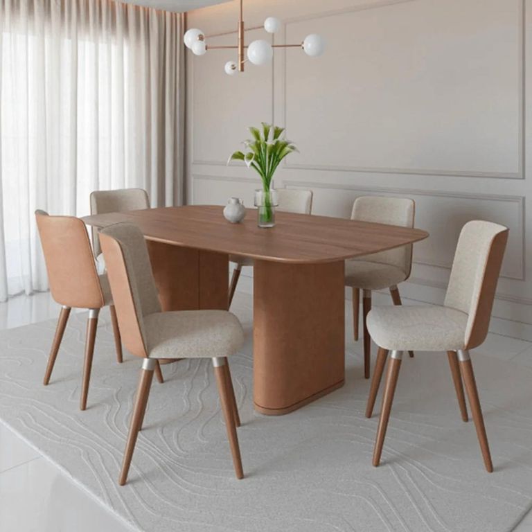 Juego de Comedor 6 Sillas Mesa Rectangular 184x75x110 cm Café
