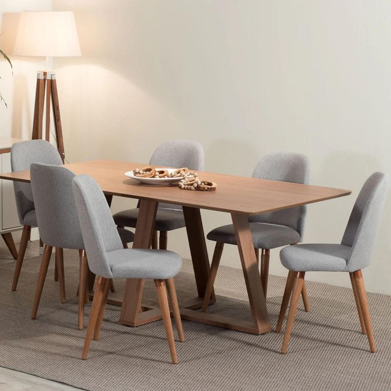 Juego de Comedor 6 Sillas Mesa Rectangular 160x90x75 cm Café