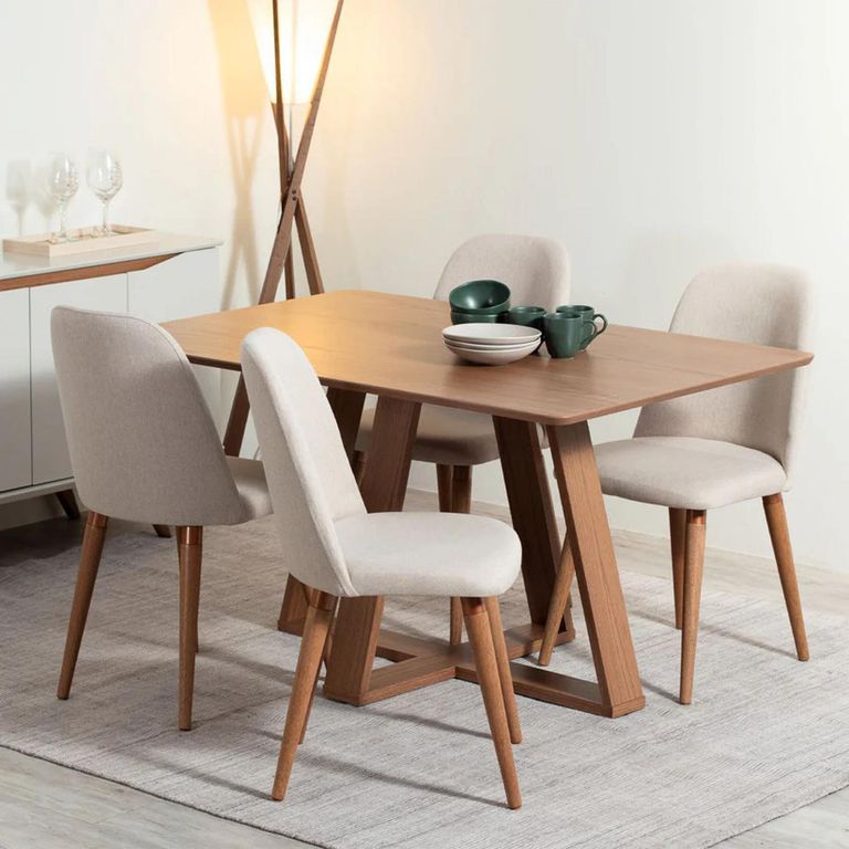 Juego de Comedor 4 Sillas Mesa Rectangular 135x90x75 cm Café