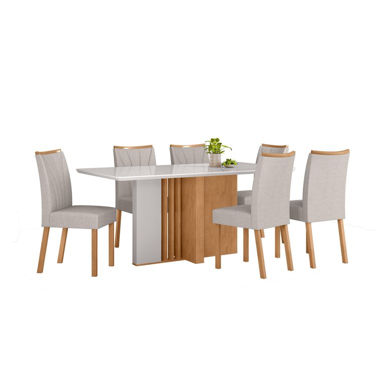 Juego de Comedor Astrid 6 Sillas Mesa Rectangular 170x78x90 cm Blanco