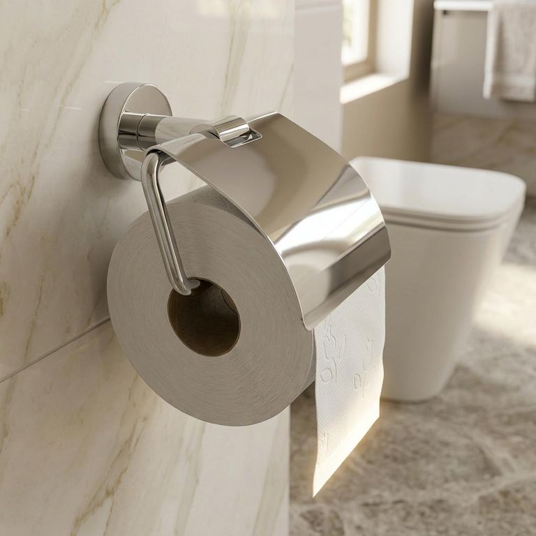 Portarrollo con Tapa Inox Brillo