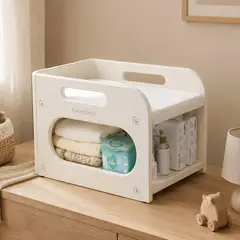KIDSCOOL - Mudador de Sobremesa Compacto con Estante Crema 75x51x46 cm