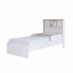 KIDSCOOL - Cama con Estante y Barandas 1 plaza Infantil Transición Blanco