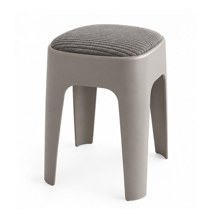 Taburete Apilable Acolchado Gris 49x36.5x36.5 cm