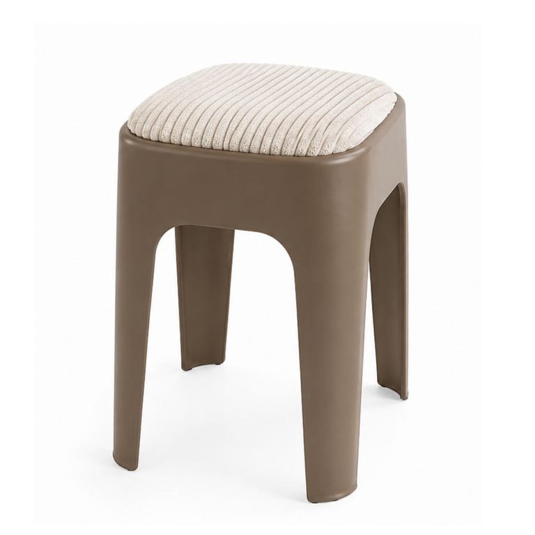 Taburete Apilable Acolchado Café 49x36.5x36.5 cm