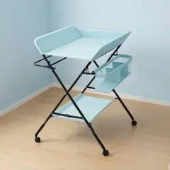 KIDSCOOL - Mudador de Bebé Plegable Ajustable Ruedas Azul