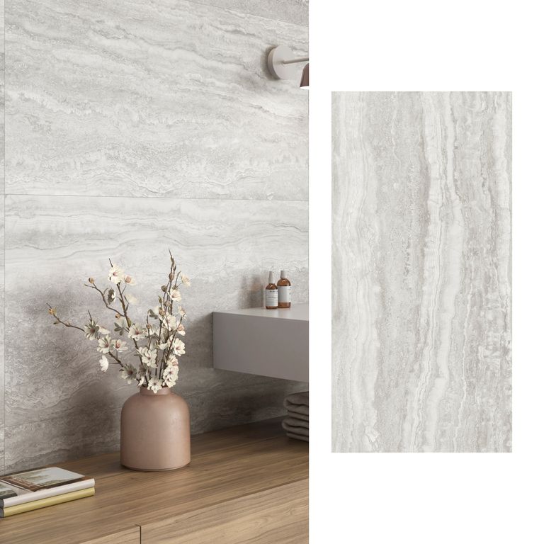 Porcelanato 60x120 cm Lugano Silver Gris, Plata 1.42 m2