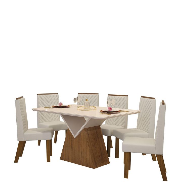 Juego de Comedor Argo Nara 6 Sillas Argo 6 Sillas Mesa Rectangular 140x90x80,7 Café