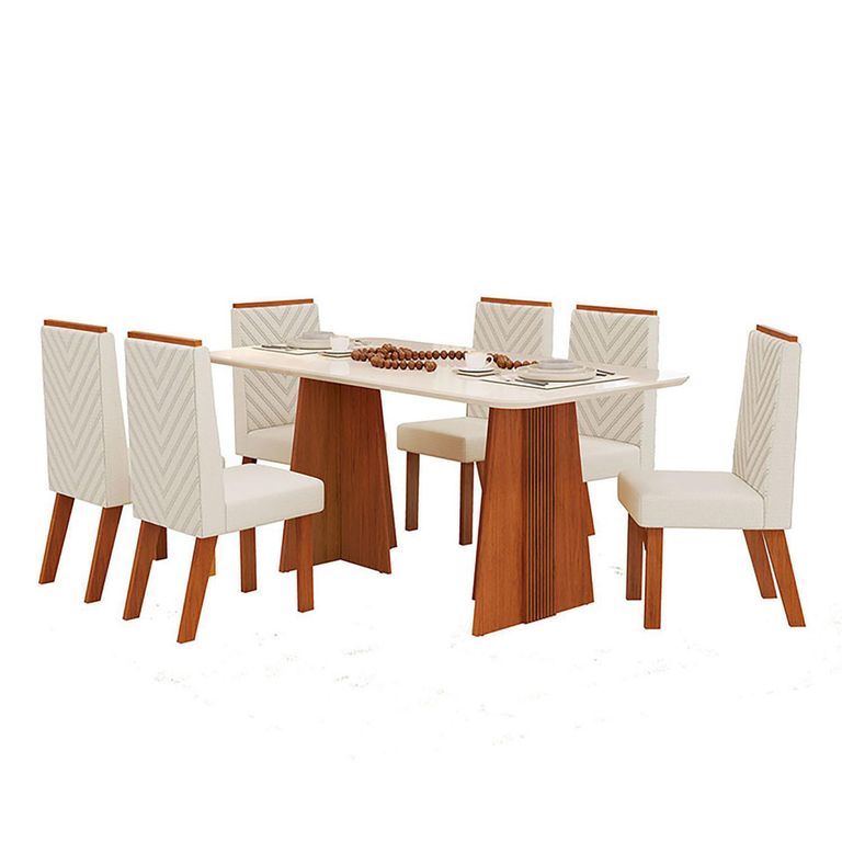 Juego de Comedor Lari Nara 6 Sillas Lari 6 Sillas Mesa Rectangular 160x90x80 Café