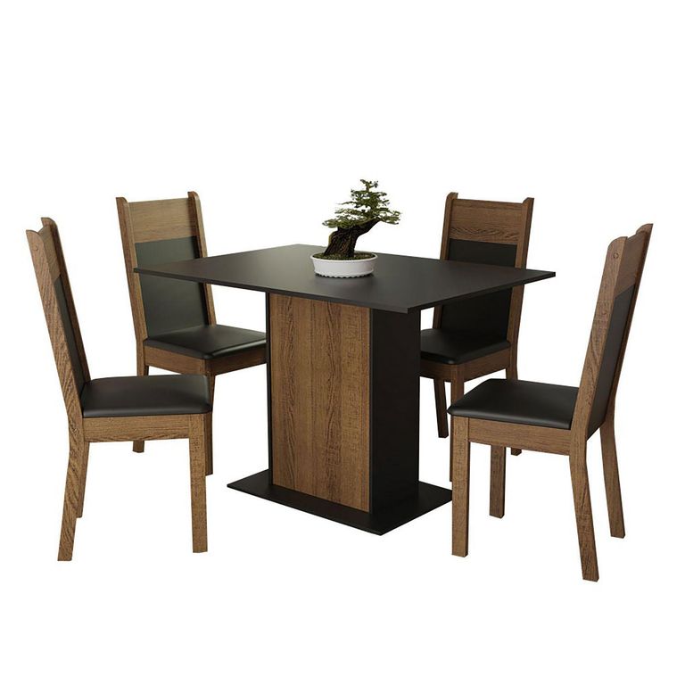 Juego de Comedor Elia Nelly Elia 4 Sillas Mesa Rectangular 104x68x78 Negro
