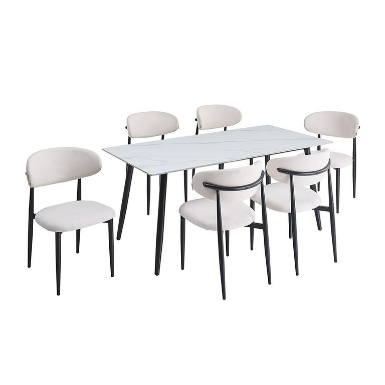 Juego de Comedor Gala Dali 6 Sillas Gala 6 Sillas Mesa Rectangular 160x80x76 Blanco