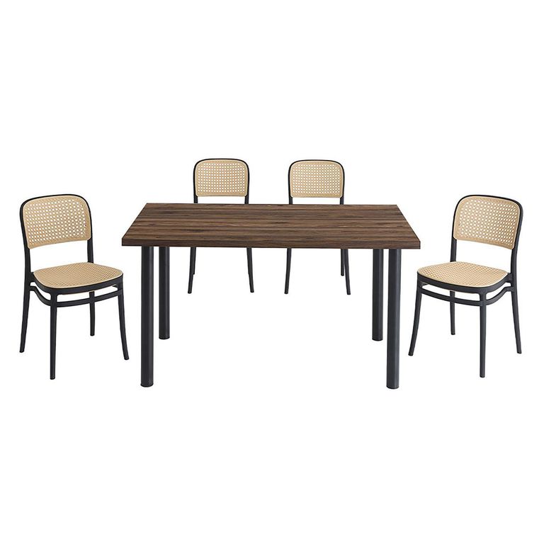 Juego de Comedor Alma Duna 4 Sillas Alma 4 Sillas Mesa Rectangular 140x80x76 Café
