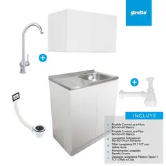 STRETTO - Pack mueble de cocina 1 Cubeta(s) Derecho 80x139x50 cm Blanco