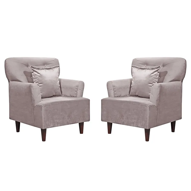 Set 2 Poltronas 1 cuerpo York 75x92x55 cm Beige