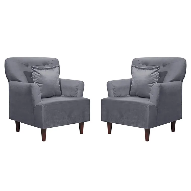 Set 2 Poltronas 1 cuerpo York 75x92x55 cm Gris Oscuro
