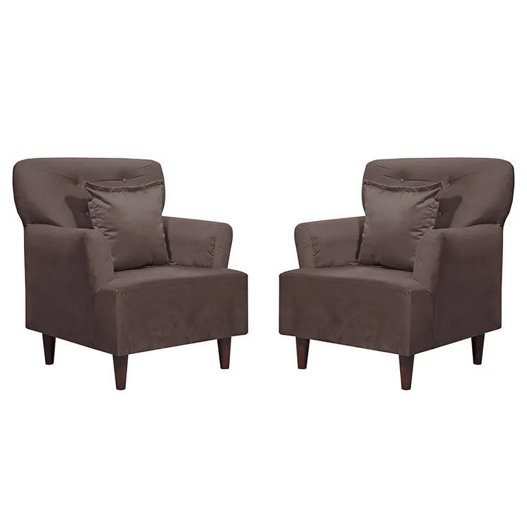 Set 2 Poltronas 1 cuerpo York 75x92x55 cm Chocolate