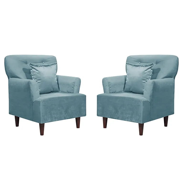 Set 2 Poltronas 1 cuerpo York 75x92x55 cm Turquesa